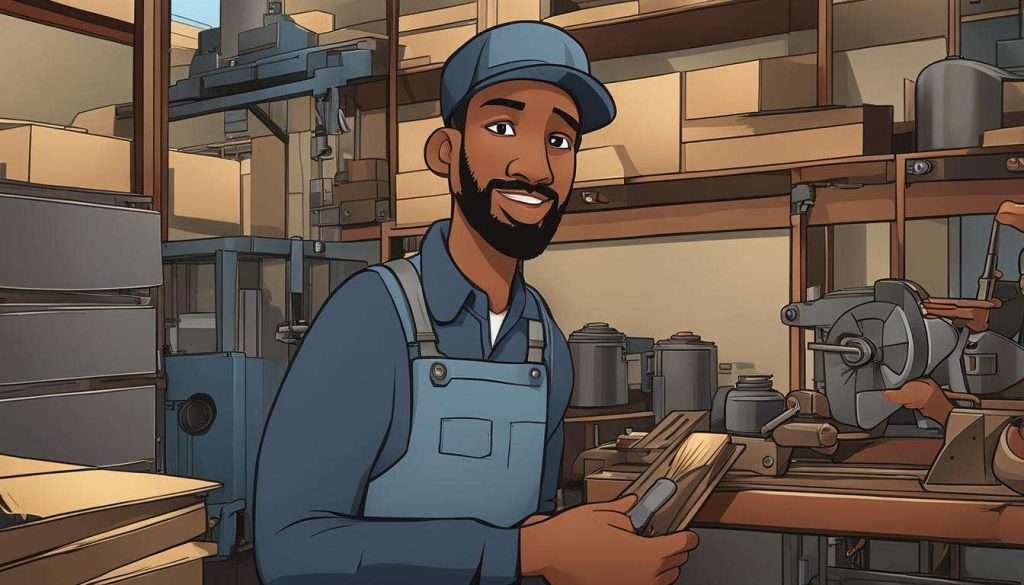 A cartoon created by one of the top video creation companies depicting a worker in a factory.